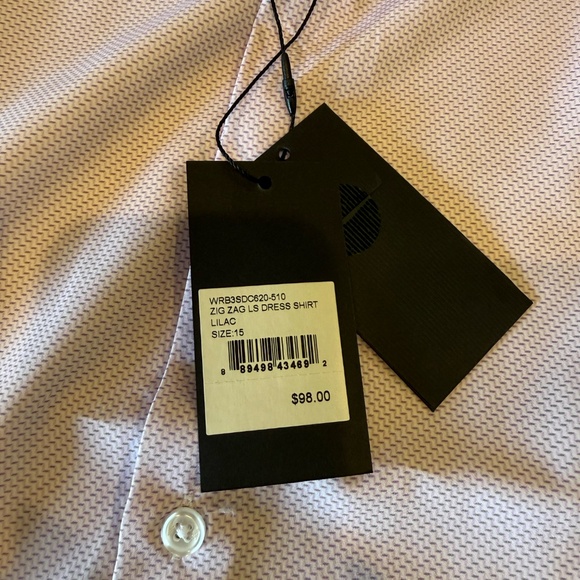 NWT WRK NY Slim Fit Performance Dress Shirt Zig Zag Lilac - Size 15 - Picture 8 of 8